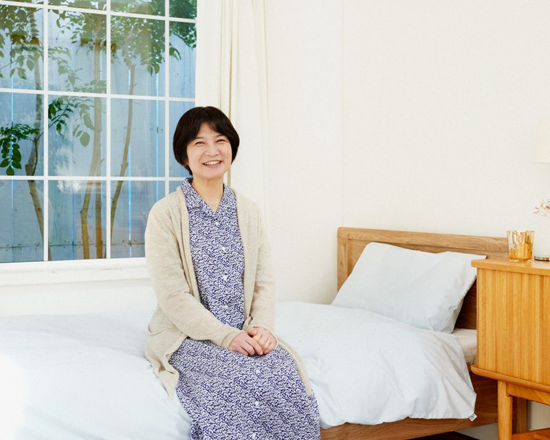 ちなみに今日後藤さんが着ているリラックスウエアは、「チェック＆ストライプ」でオーダーしたパジャマとしても使えるワンピースだそう。